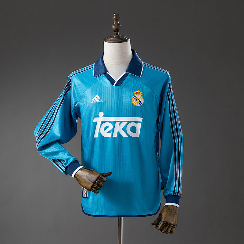 Camiseta retro de manga larga del Real Madrid 99-00 (tercera equipación visitante) Tallas S-XXL